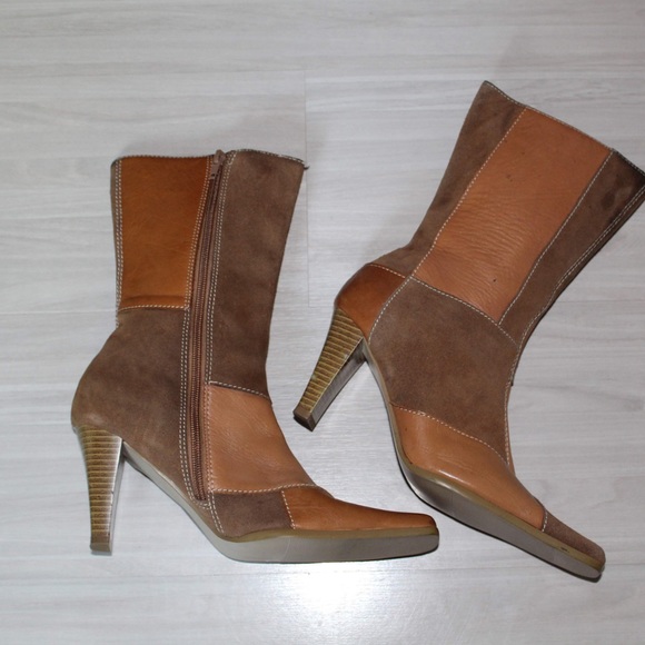 Shoes - Patch-Design Heeled Boots